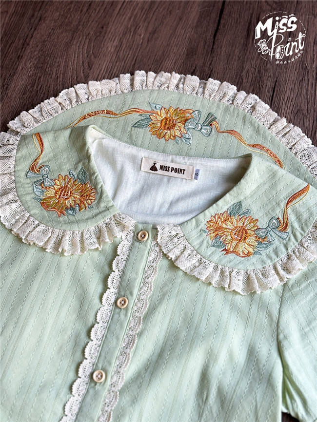 Miss Point Garden Sunflower Embroidery Collar Cotton Lolita Blouse