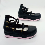 High Platform Matte Coffee Lolita Shoes with White Soles