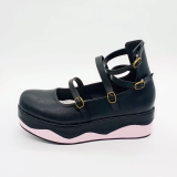 High Platform Matte Coffee Lolita Shoes with White Soles