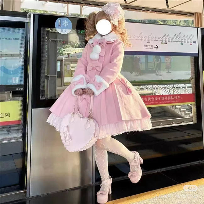 Sweet Waist Shaping A-shaped Wool Lolita Coat