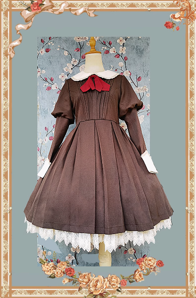 Infanta Russian Uniform Lolita Dress, Apron, Waist Bag and Hair Band