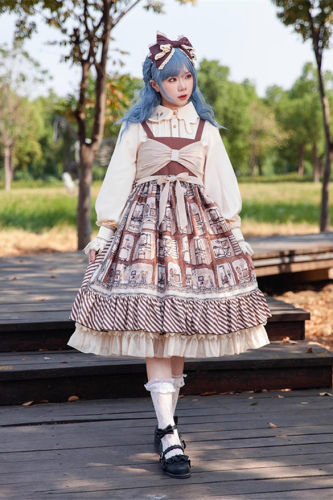 Infanta Underground Bear Brown Lolita Dress, Blouse, Underskirt and Headbow