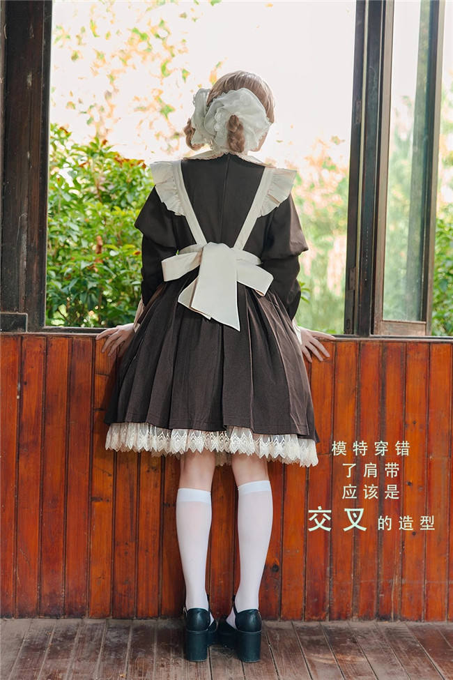 Infanta Russian Uniform Lolita Dress, Apron, Waist Bag and Hair Band