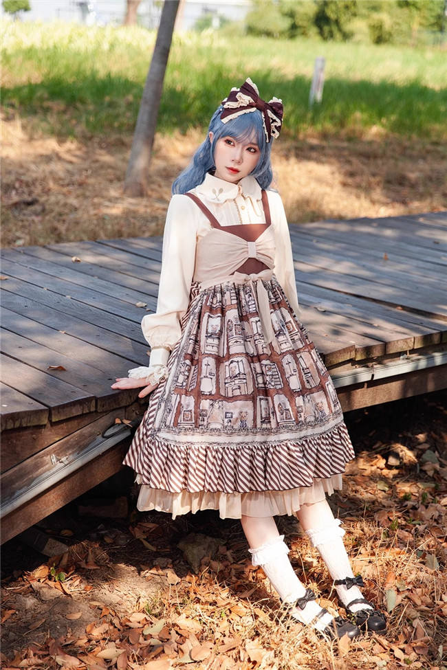 Infanta Underground Bear Brown Lolita Dress, Blouse, Underskirt and Headbow