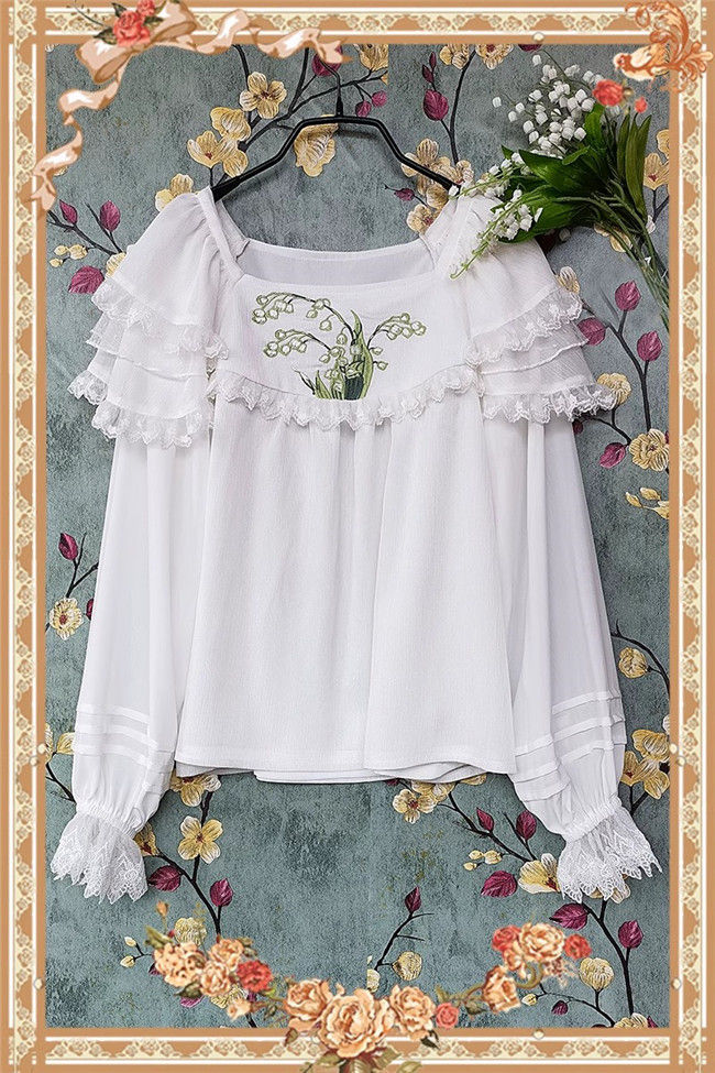 Infanta Lily of the Valley Embroidery Chiffon Lolita Blouse