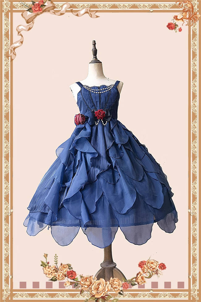 Infanta Dark Sea Mermaid Lolita Jumper Dress, Bowknot Tailing and Headbow