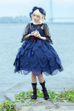 Infanta Dark Sea Mermaid Lolita Jumper Dress, Bowknot Tailing and Headbow