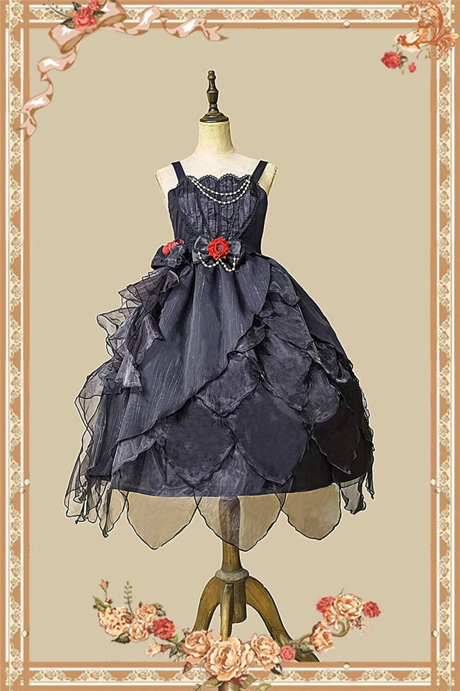 Infanta Dark Sea Mermaid Lolita Jumper Dress, Bowknot Tailing and Headbow