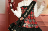 Sweet Tea Bear Plaid Lolita Dress, Cape, Hat and Ribbon