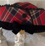 Sweet Tea Bear Plaid Lolita Dress, Cape, Hat and Ribbon