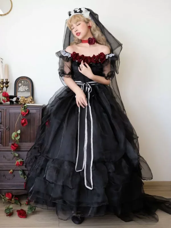 Black Rose Plus Size Friendly Hime Lolita Dress