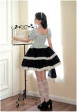 Withpuji Mint Black Chocolate Fake Two-piece Lolita Dress and Choker