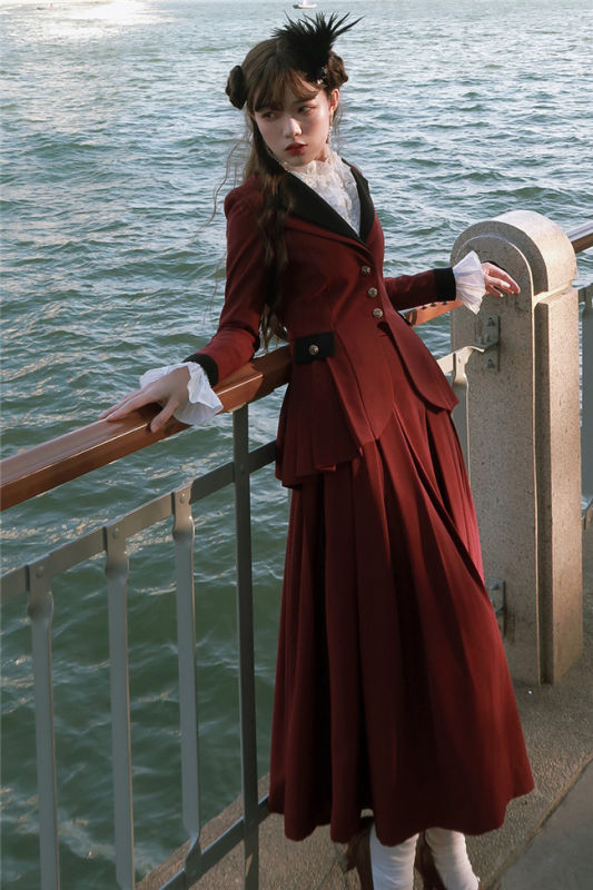 Foxtrot Lolita Plus Size Friendly Vintage Skirt and Coat Set