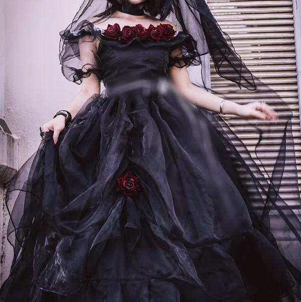 Black Rose Plus Size Friendly Hime Lolita Dress