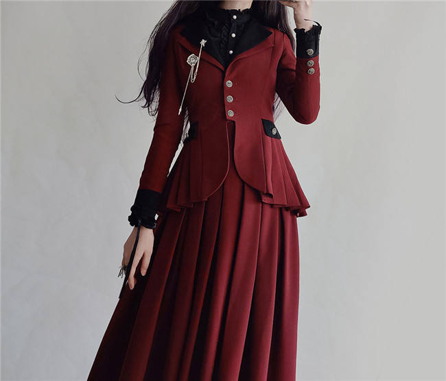 Foxtrot Lolita Plus Size Friendly Vintage Skirt and Coat Set