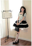 Withpuji Mint Black Chocolate Fake Two-piece Lolita Dress and Choker