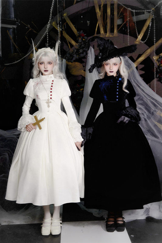 With Puji Phantom Night Poems Embroidery Top and Corset Dress