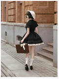 Withpuji Windsor Pact Black Short Sleeves Lolita Dress