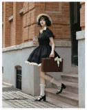 Withpuji Windsor Pact Black Short Sleeves Lolita Dress