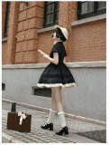 Withpuji Windsor Pact Black Short Sleeves Lolita Dress