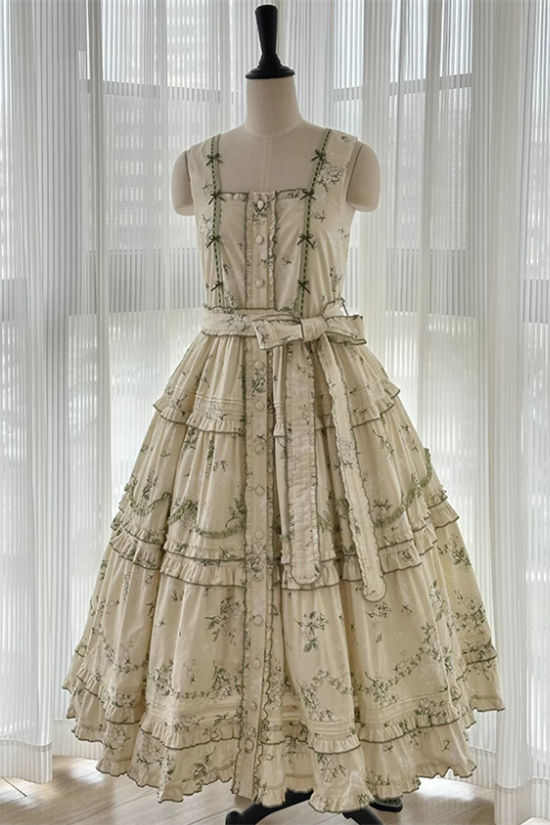 Camellia Print Lolita Jumper Dress and Headband
