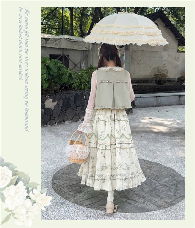 Camellia Print Lolita Jumper Dress and Headband