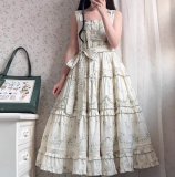 Camellia Print Lolita Jumper Dress and Headband