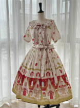 Red House Print Lolita Dress and Headband