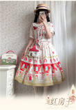 Red House Print Lolita Dress and Headband