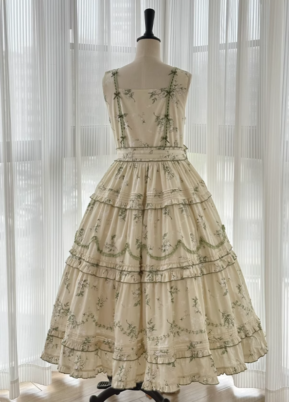 Camellia Print Lolita Jumper Dress and Headband