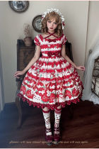 Cream Strawberry Sweet Lolita Dress and Side Clip