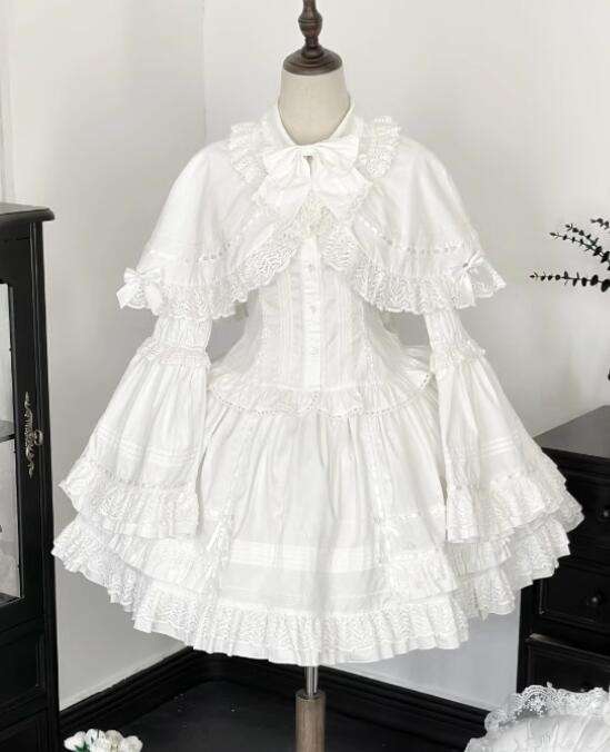 Pray for Snow Fall Cotton Doll Lolita Skirt, Blouse and Cape