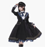 Daybreak College Style Lolita One Piece Dress, Cape and Ribbon