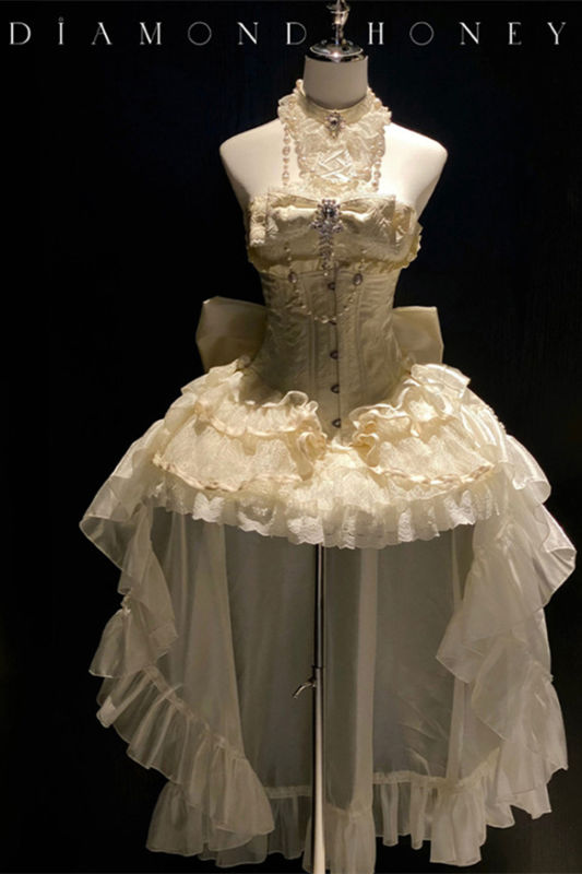 Diamond Honey Halter Neck Formal Dress, Corset and Tailing