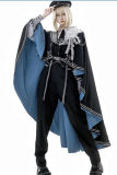 Dark Contract Blue Military Lolita Vest, Blouse, Trousers, Cape and Badge