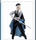 Dark Contract Blue Military Lolita Vest, Blouse, Trousers, Cape and Badge