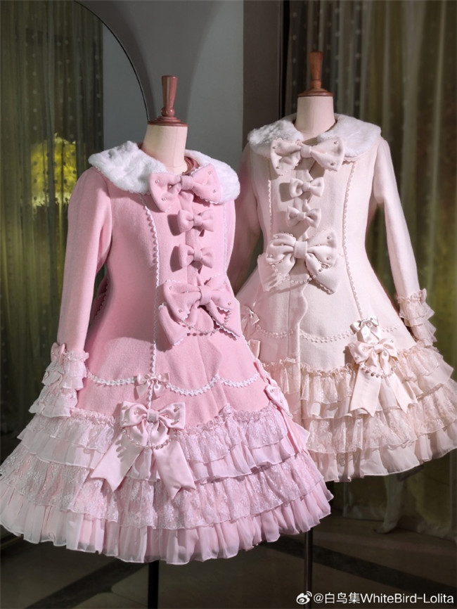 White Bird Pearls Bowknots Sweet Lolita Coat- My Lolita Dress