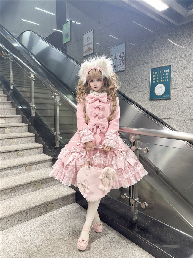 Sweet Lolita Cat Print Pink JSK Dress Set – 42Lolita