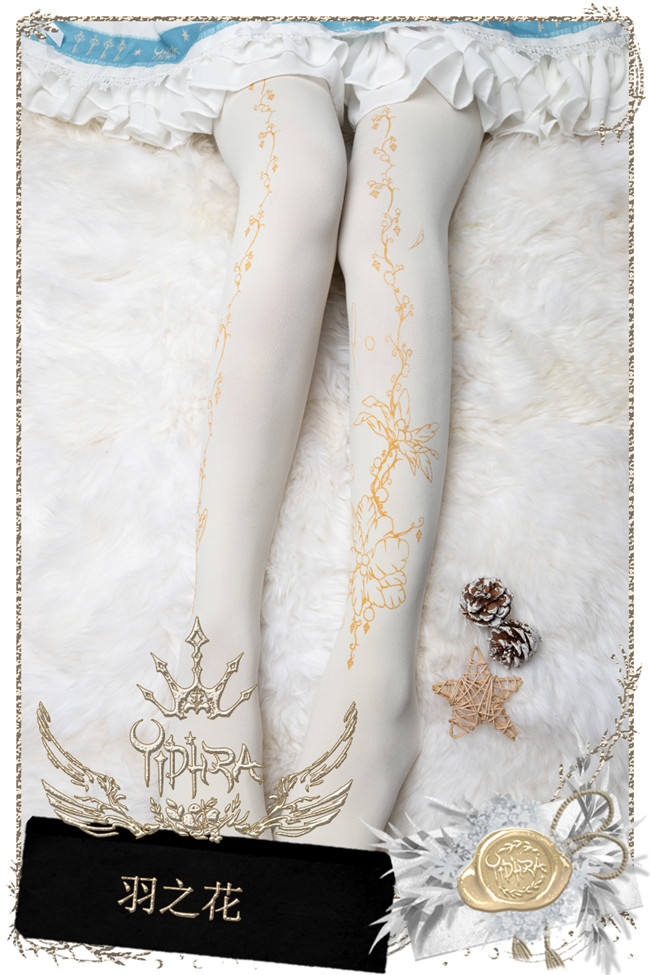 Flower Feather Lolita Tights