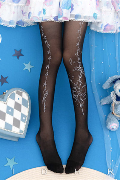 Flower Feather Lolita Tights for Summer