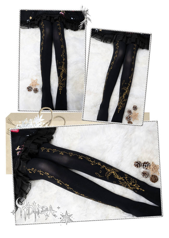 Flower Feather Lolita Tights