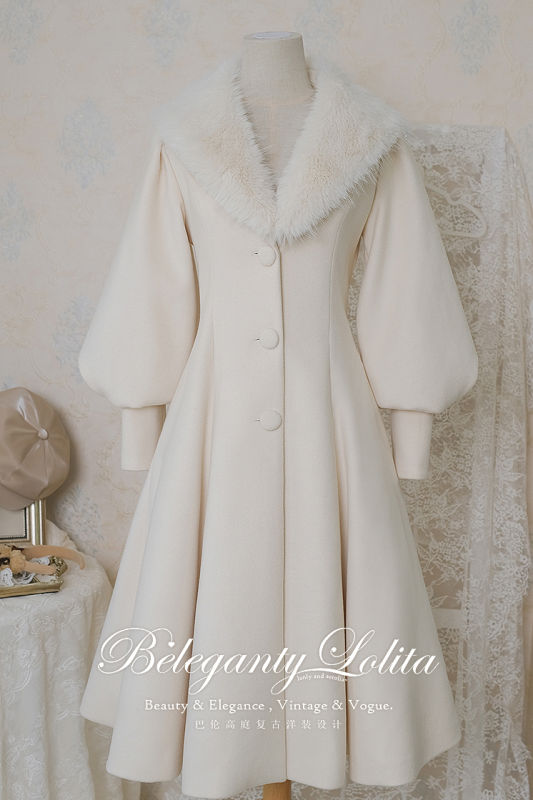 Beleganty Vintage Elegant Lolita Winter Coat White TR Size M - In Stock
