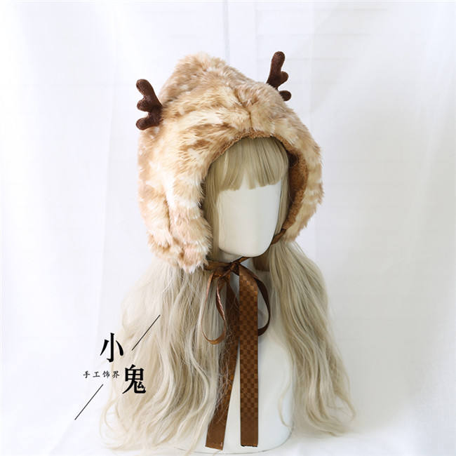 Sweet Ear Warmer Elk Pattern Lolita Hat