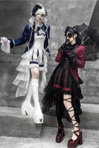 Castle Too Medieval European Style Ouji Coat, Pants Red Coat Size L & Black Red Short Pants Size XL In Stock
