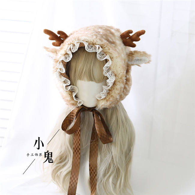 Sweet Ear Warmer Elk Pattern Lolita Hat