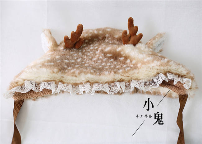 Sweet Ear Warmer Elk Pattern Lolita Hat