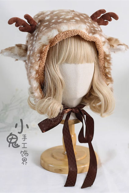 Sweet Ear Warmer Elk Pattern Lolita Hat