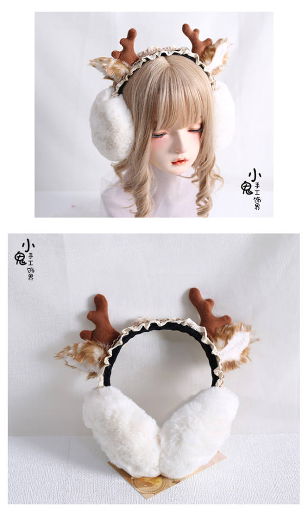 Elk Pattern Ear Warmer Christmas Lolita Headdress