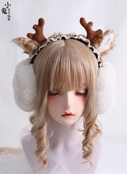 Elk Pattern Ear Warmer Christmas Lolita Headdress