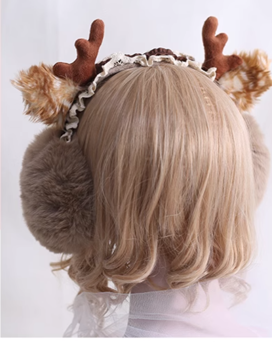 Elk Pattern Ear Warmer Christmas Lolita Headdress